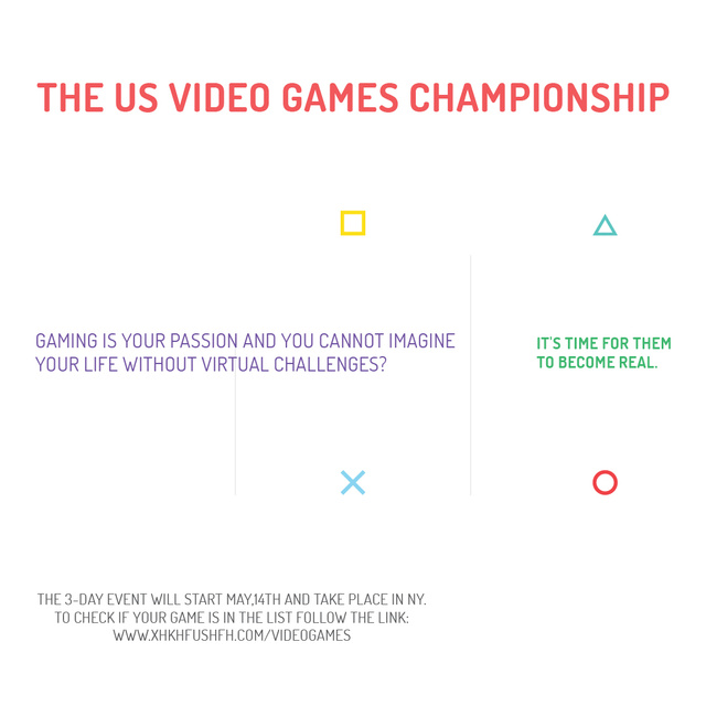 Video Games Championship announcement Instagram AD – шаблон для дизайна