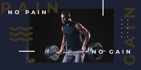 Black Young Man Athlete lifting barbell Image Design Template