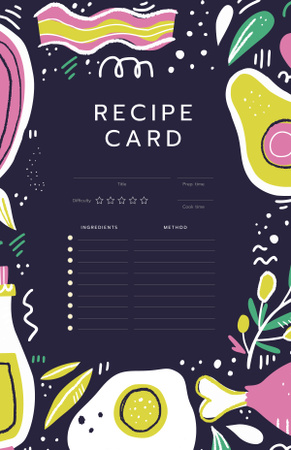 Ontwerpsjabloon van Recipe Card van Bright illustration of Food