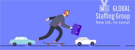 Businessman riding skateboard to work Facebook Video cover Design Template