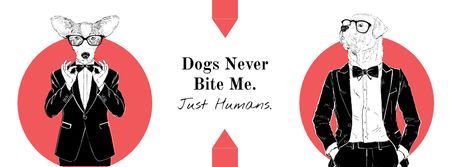 Platilla de diseño Cute hipster dogs in suits with quote Facebook cover