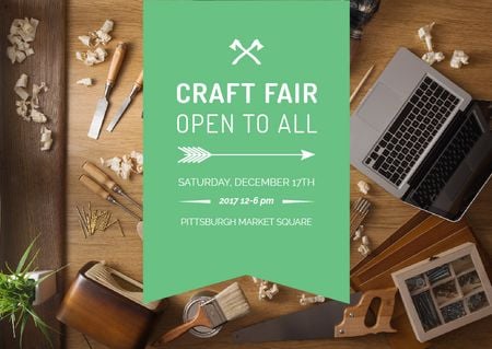 Craft fair Announcement with Laptop Cardデザインテンプレート