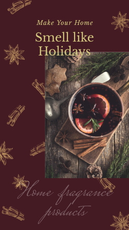 Red mulled Christmas wine Instagram Story Design Template