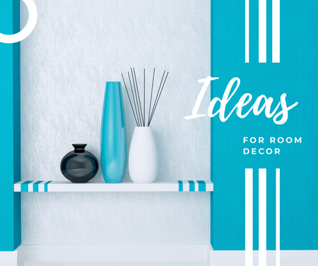 Vases for home decor in blue Facebook Design Template