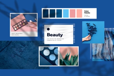 Cosmetics Palette in blue colors Mood Board Tasarım Şablonu
