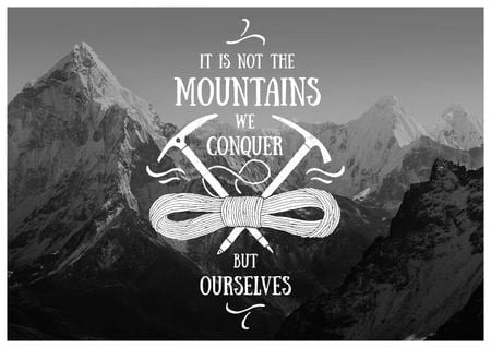 Designvorlage Motivational quote with Snowy Mountains für Postcard