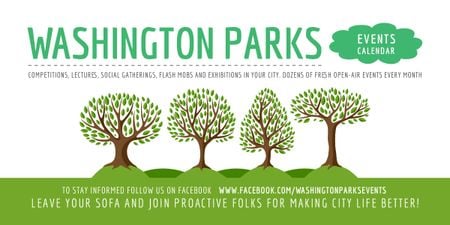 Park Event Announcement Green Trees Image Design Template