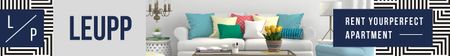 Real Estate Ad Cozy Interior in Bright Colors Leaderboardデザインテンプレート