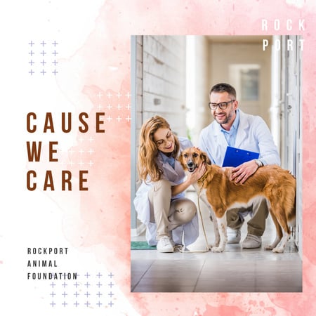 Designvorlage Vet taking care of Dog in Clinic für Instagram AD