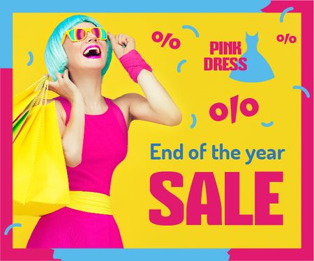 Girl holding Bags at Fashion Sale  Medium Rectangle Design Template