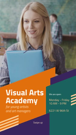 Art Lessons Ad Woman in Class by Easel Instagram Video Story Design Template