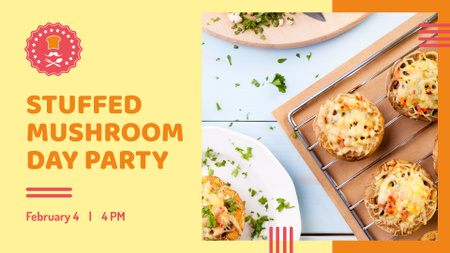 Stuffed Mushroom dish for Party FB event cover Design Template