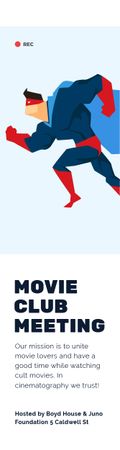 Template di design Movie Club Meeting Man in Superhero Costume Skyscraper
