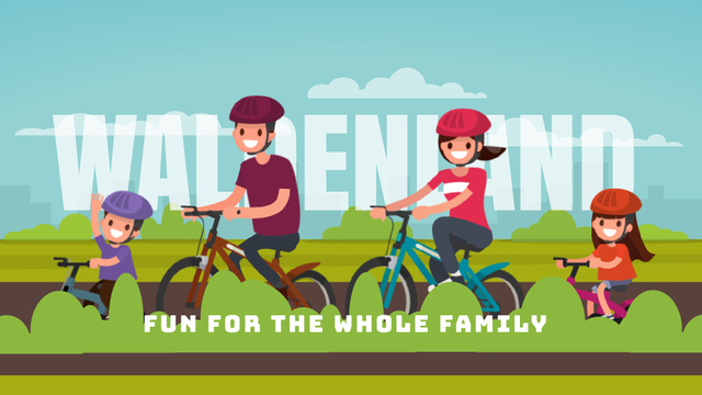 Smiling Family on a Bicycle Ride Full HD video Modelo de Design