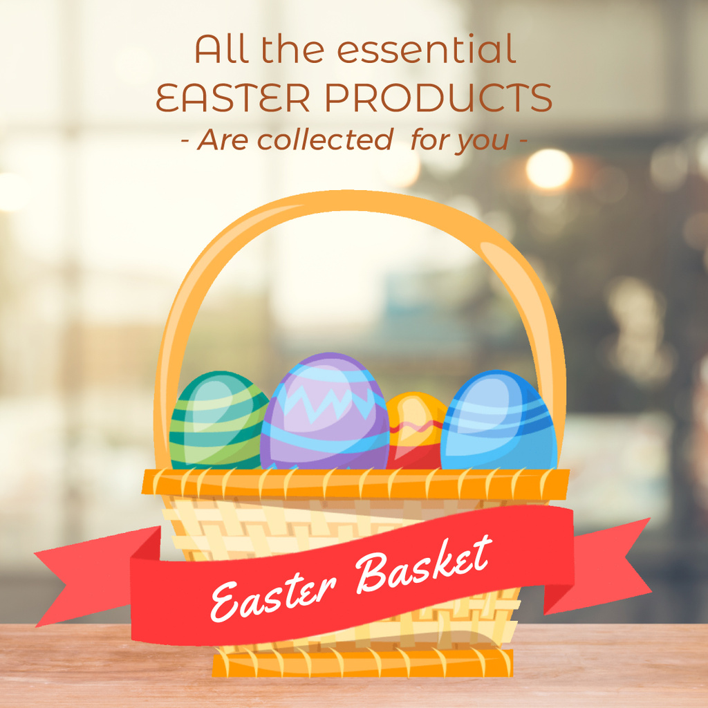 Plantilla de diseño de Painted Eadter eggs in Basket Animated Post 