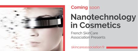 Designvorlage Nanotechnology in Cosmetics with Woman in Modern Glasses für Facebook cover