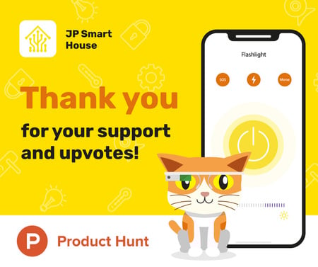 Product Hunt Promotion App Interface on Screen Facebook Design Template