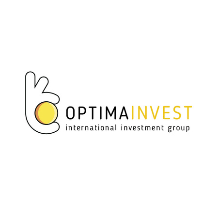 Ontwerpsjabloon van Logo van Investeringsmaatschappij advertentie met hand met munt