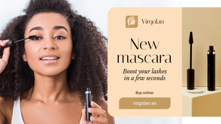 Designvorlage Cosmetics Ad Woman Applying Mascara für FB event cover