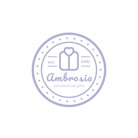 Anúncio de loja de presentes com ícone de carimbo com presente Logo Modelo de Design