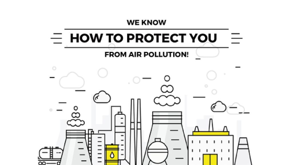 Air pollution concept with working Factory Title Design Template