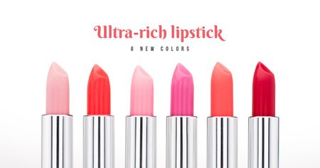 Platilla de diseño Beauty Store Offer with Lipsticks in Red Facebook AD