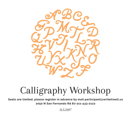 Designvorlage Calligraphy Workshop Announcement Letters on White für Instagram AD