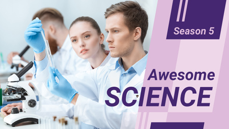 Team of Scientists Working by Microscope Youtube Thumbnail Design Template