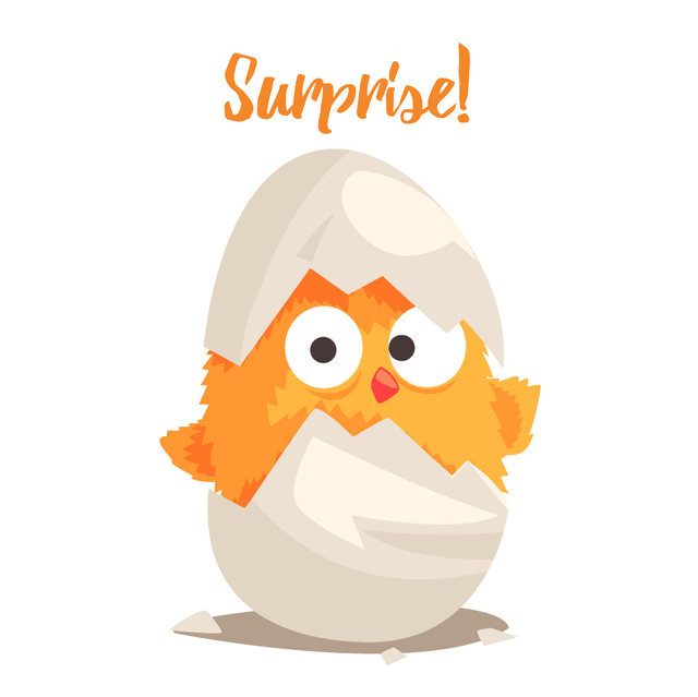 Chick hatching from Egg Animated Post Design Template