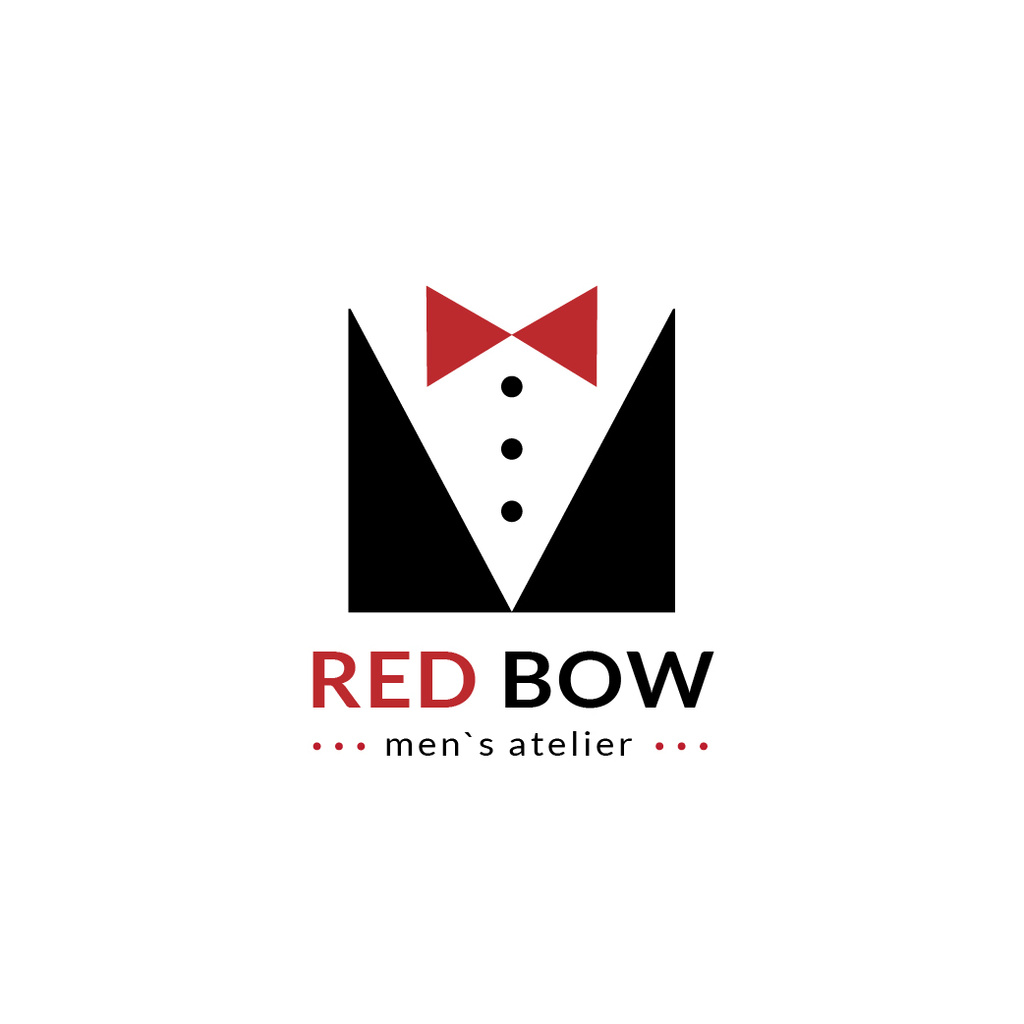 Fashion Atelier with Male Suit with Bow-Tie Logo tervezősablon