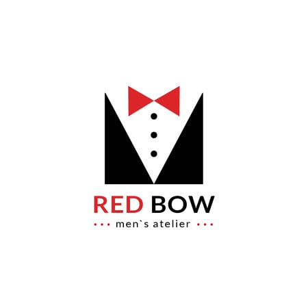 Fashion Atelier with Male Suit with Bow-Tie Logo Design Template