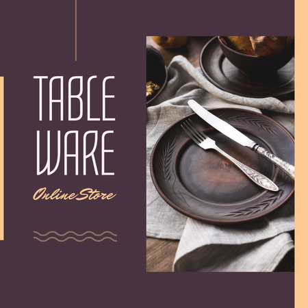 Online Store Offer with Ethnic Tableware Instagram AD Modelo de Design