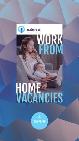 Designvorlage Freelancer Mother Working at Home with Baby für Instagram Video Story