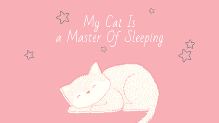 Platilla de diseño Cute Cat Sleeping in Pink Youtube
