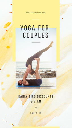 Platilla de diseño Couple practicing yoga Instagram Story
