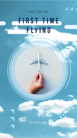 Designvorlage Flying Tips Hand with Toy Plane für Instagram Video Story