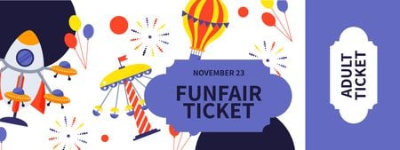 Ontwerpsjabloon van Ticket van Fun Fair with Funny Carousels
