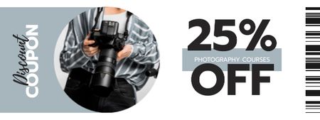 Designvorlage Photography Courses offer with Man using Camera für Coupon