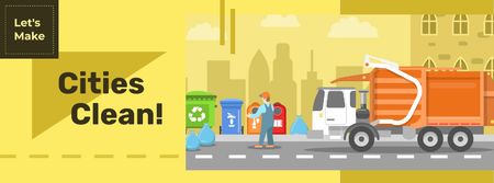 Modèle de visuel Garbage truck collecting waste - Facebook cover