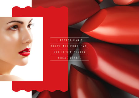Ontwerpsjabloon van Postcard van Woman with red lipstick