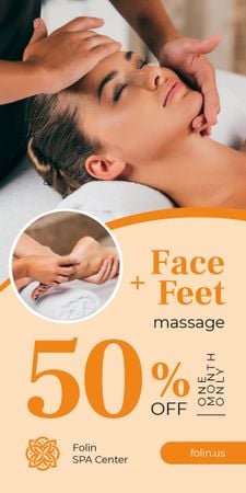 Designvorlage Massage Therapy Offer Woman at Spa für Graphic