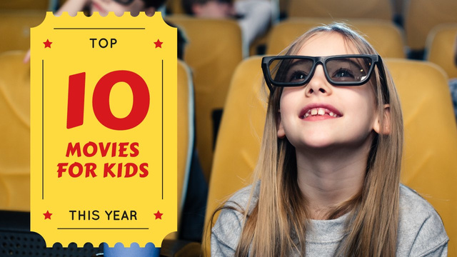 Movies for Kids Girl in Cinema in 3D Glasses Online YouTube Thumbn pic