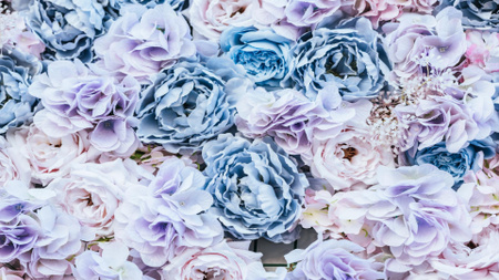 Designvorlage Fancy Blue Rose Flowers für Zoom Background