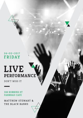 Live Performance Announcement with Crowd at Concert Poster Design Template