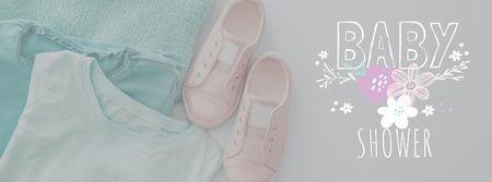 Baby Shower Kids Clothes in pastel colors Facebook cover Design Template