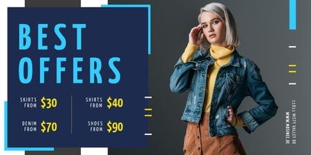 Self-Care Awareness Month Offer with Stylish Woman Twitterデザインテンプレート