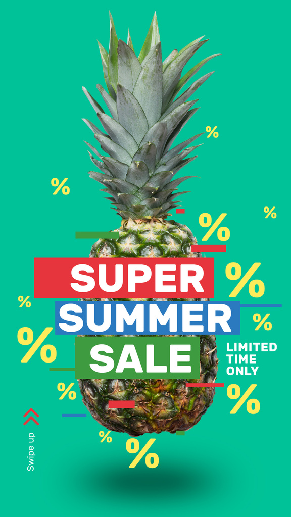 Summer Sale Raw Pineapple Fruit Instagram Story – шаблон для дизайна