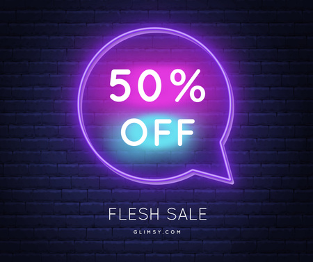 Plantilla de diseño de Flash Sale announcement in Neon frame Facebook 