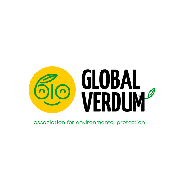 Environmental Organization with Smiling Face with Leaf Logo tervezősablon
