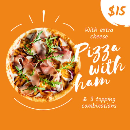 Pizza Special Ad in orange Instagram Design Template